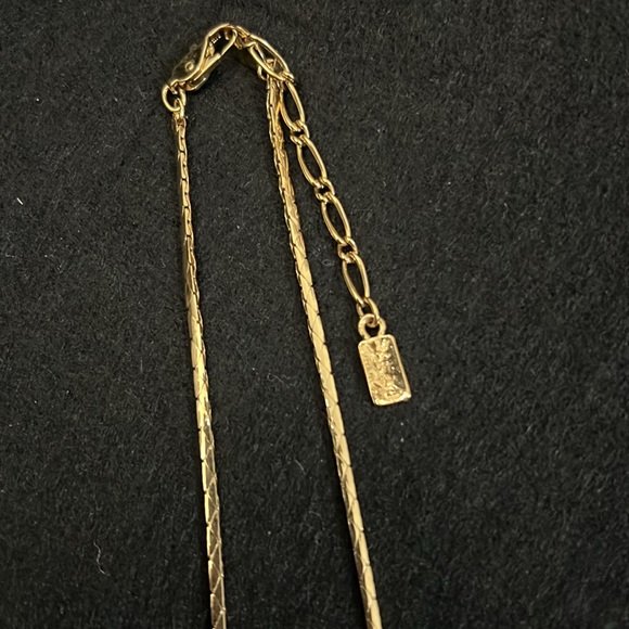 YVES SAINT LAURENT Necklace Gold Tone Big Stone Pendant YSL - Picture 3 of 3